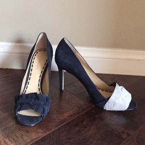 Blue suede pumps